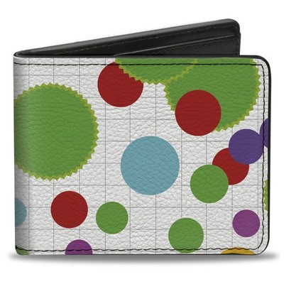Bi-Fold Wallet Dots/Grid2 White/Gray/Multi Color (US IMPORT)