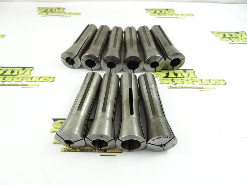 10 ASSORTED R8 COLLETS 1/4" TO 11/16" SIZE RANGE BRIDGEPORT