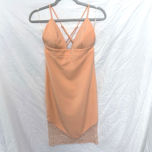 House of CB London Oriana Peach Parfait Mini Dress Size Medium - Picture 6 of 11