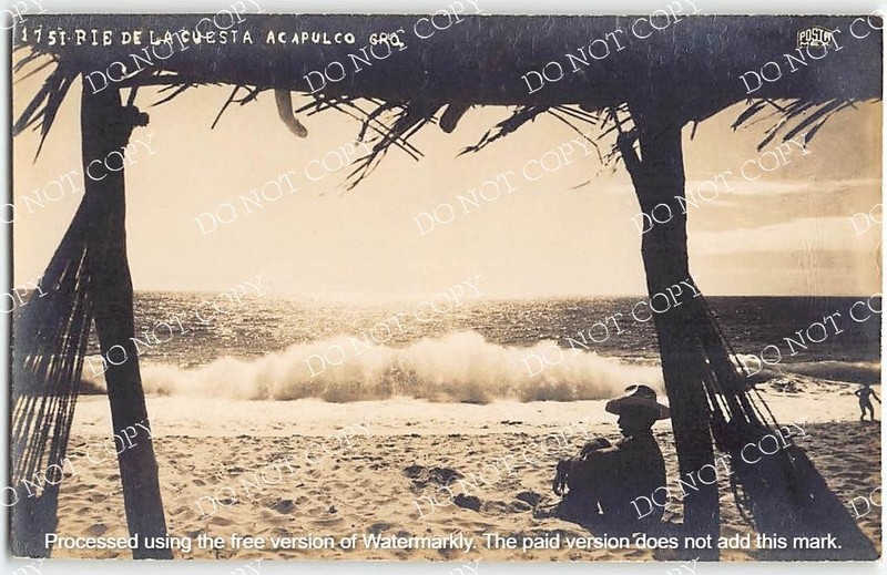 RPPC Pie De La Cuesta ACAPULCO Mexico Beach 1940s Photo Vintage Postcard