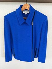 Vintage St. John Knit jacket double zip Size 8, Royal Blue, Pockets