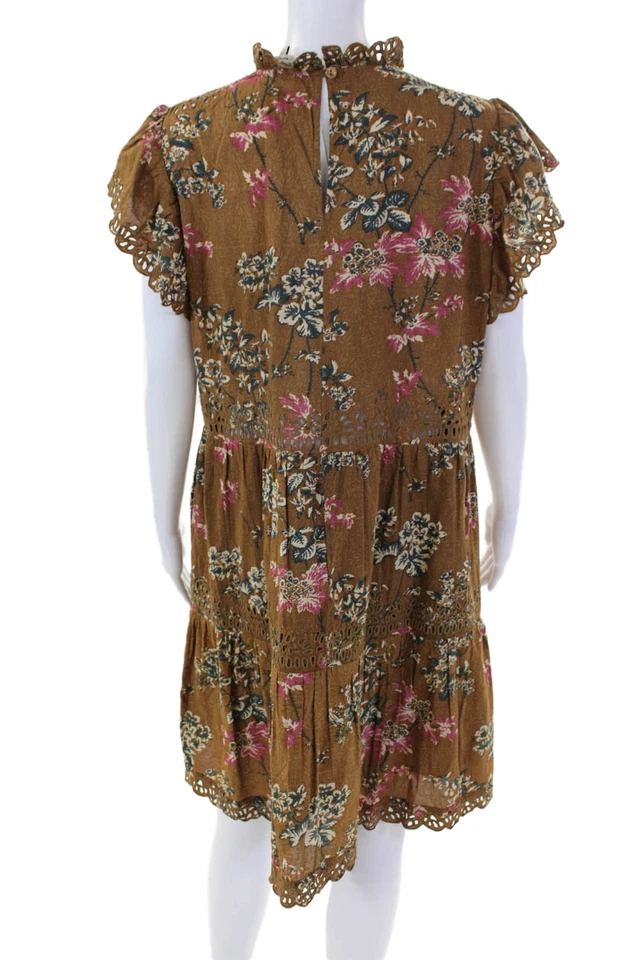 Море женщин Riuffle трепетать рукава отверстие ярусный мини-платье цветочный размер 12 - Изображение 3 из 4