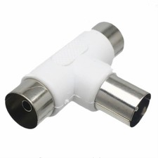 Adapter IEC PAL DVB-T TV male to 2x IEC female T tee Splitter plastic