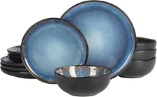 Nardini 12 Piece (Service for 4) Plates and Bowls Reactive Glaze Dishes Stonewar