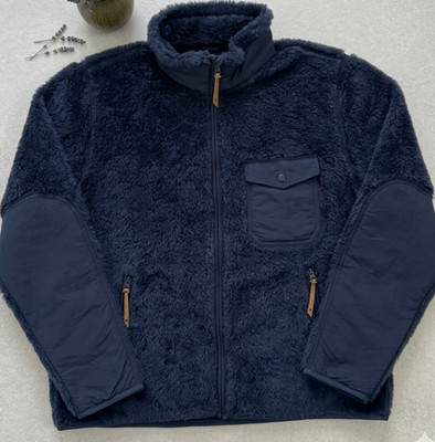 Best Made Co Wool Sherpa Fleece Full Zip Jacket XL Mens Navy Blue Technical Coat
