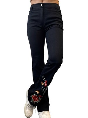 Christian Dior Vintage 2001 Embroidered Pants #36 Button Black