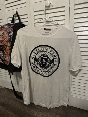 Balmain White Coin Flock T-shirt
