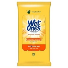 Wet Ones Tropical Splash Antibacterial Hand Wipes, 20 Count
