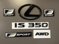 Gloss Black Trunk Emblem Badge Logo F Sport  Fits 2014 to 2020 Lexus IS350 AWD