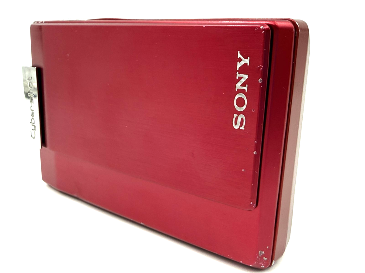 中古★SONY Cyber-shotデジカメ DSC-T100レッド 本体元箱付 Sony Cyber-shot DSC-T100 Red Y2K CCD Digital Camera Tested Working
