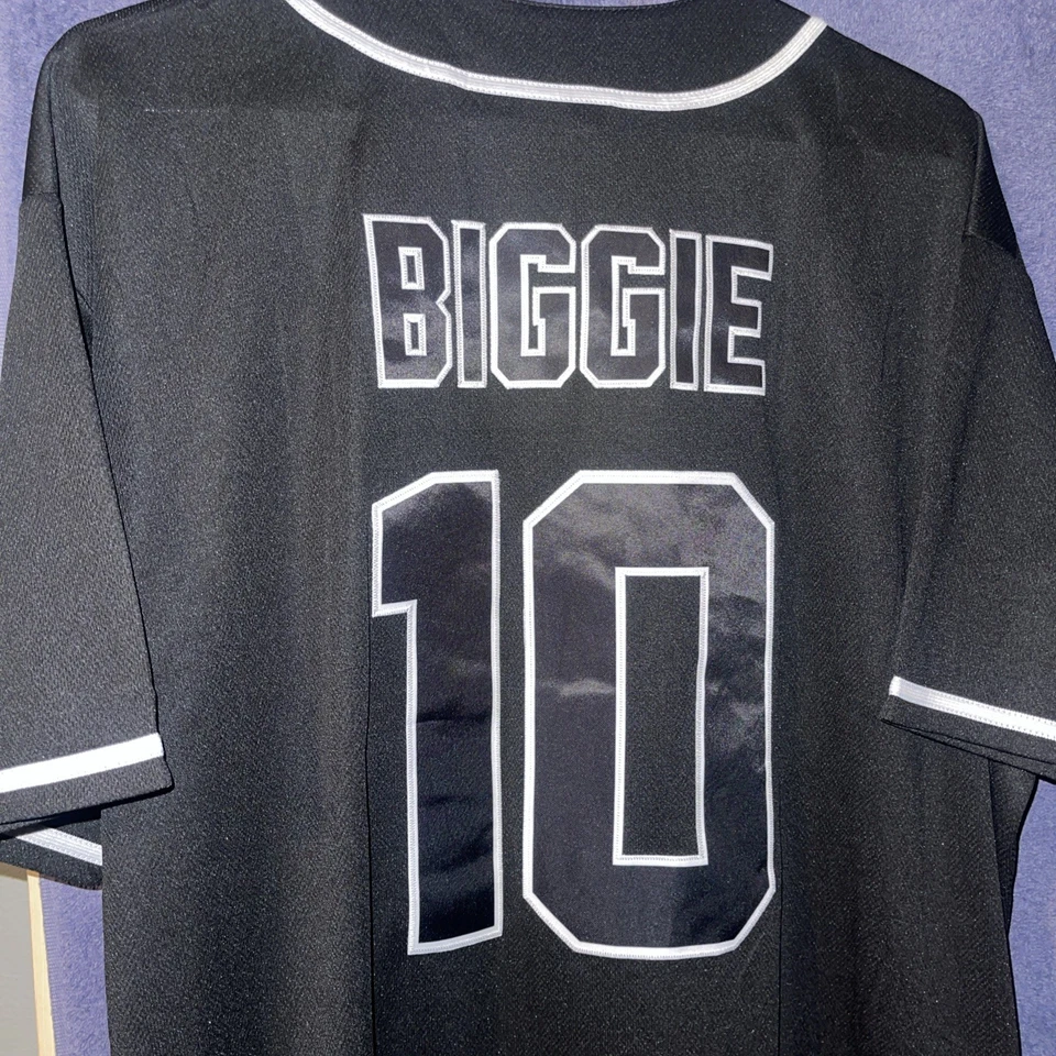 Bad Boy BIGGIE 10 Jersey Adult XXL Baseball Shirt Hip Hop Black White - Image 2 of 3