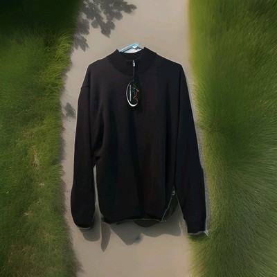 New Greg Norman WeatherKnit Blend Lined 1/4 Zip Wind Breaker Large Golf Pullover