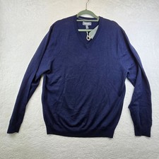 Bonobos Mens Extra Fine Merino Wool Sz L V-Neck Sweater Preppy Lightweight READ
