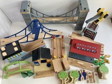 Vintage Thomas Wooden Train Set Pieces Bridges Buildings Crane Lot