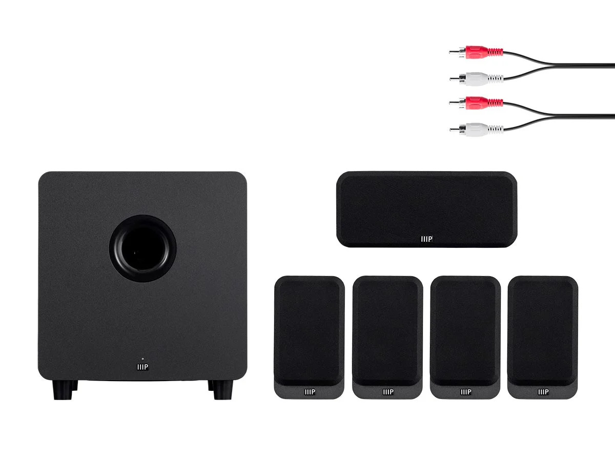 Monoprice Premium 5.1-Channel Home Theater System, Charcoal W/ Powered Subwoofer