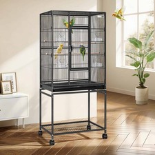 VIVOHOME 54 Inch Wrought Iron Large Bird Flight Cage with Rolling Stand for Para