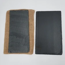 2 Crate & Barrel Slate Cheese Charcuterie Boards 12"x4" and 12"x6" Rectangles