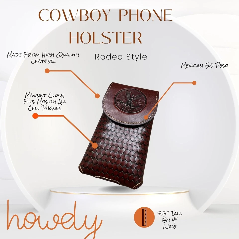 FUNDA DE CUERO PARA TELÉFONO 50 PESOS BOLSA CESTA TEJIDO CINTURÓN LAZO UNIVERSAL #EH13011 Foto 3 de 4