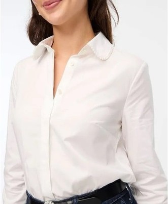 New Wmn s Sz 2XL J Crew Factory White Signature Poplin Button Up Pear Collar