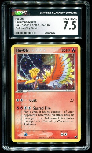 CGC 7.5 Ho-Oh Cosmos Holo EX Unseen Forces Golden Sky TD 2005 Pokemon Card #27