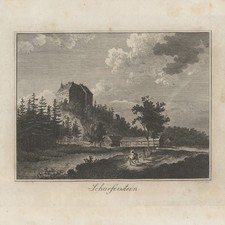 Burg Scharfenstein Sachsen Historische Ansicht Orig Kupferstich C. Schule 1809