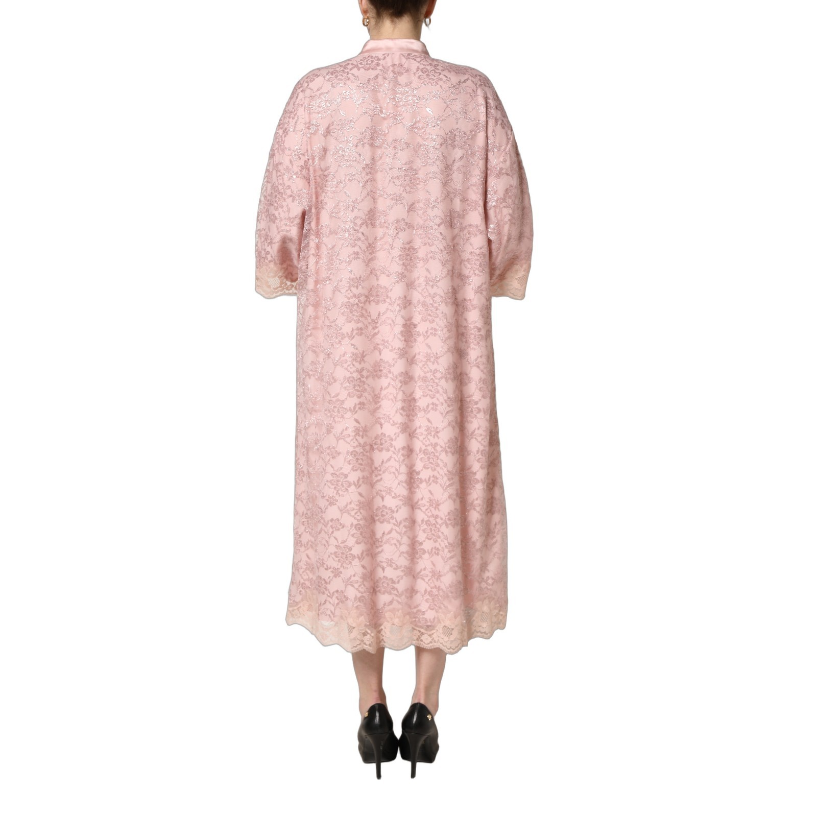 DOLCE & GABBANA Dress Pink Corded Floral Lace Kaftan Midi IT44/US10/L 6750usd image 4