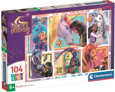 NEW Clementoni Jigsaw Puzzle 104 Pieces 6+ Ages Super Color Unicorn Academy