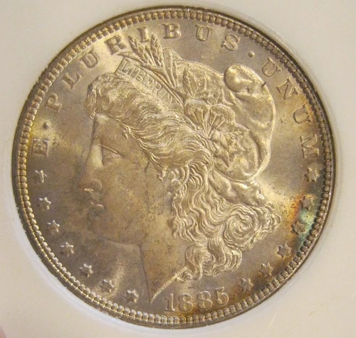 1885 Morgan Silver Dollar-UNC, Toning on both sides, 5135