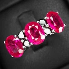 THREE STONE PINK RUBELLITE TOURMALINE 4.80CT 925 STERLING SILVER HANDMADE RINGS