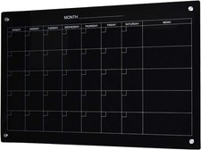 Magnetic Glass Board 48" x 36" Black Calendar