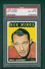 1965 Topps Hockey Card - #44 Bill Gadsby, PSA 8 NM/MT