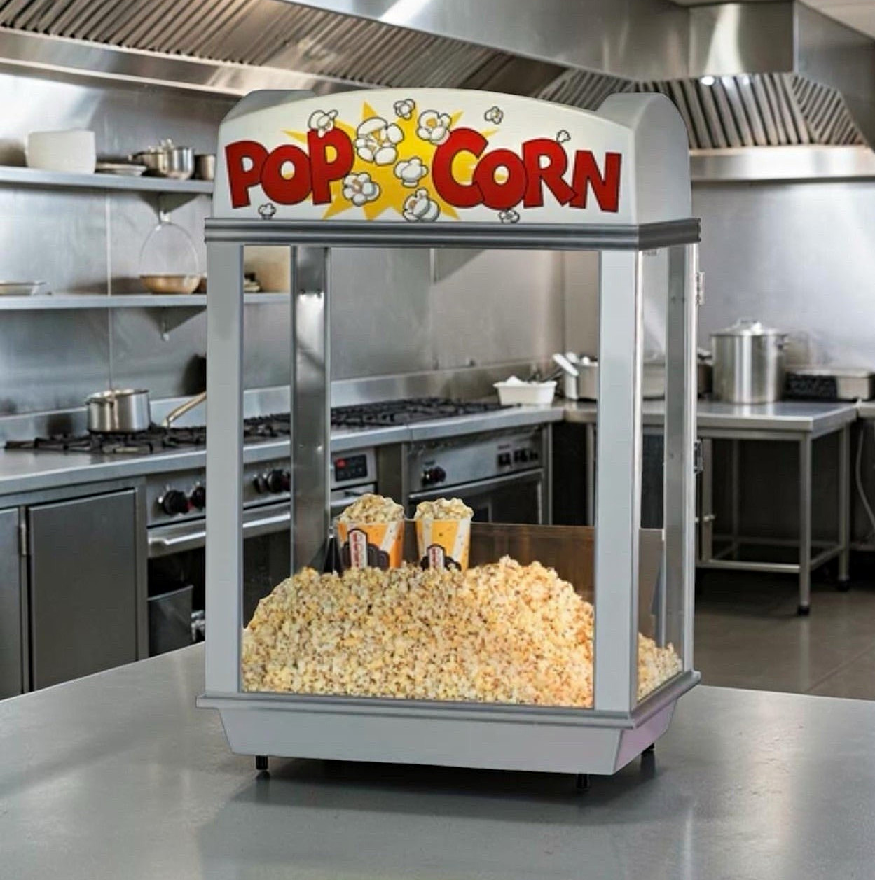 Commercial Countertop Popcorn Machine Warmer, 8 oz Stainless Kettle, Sign