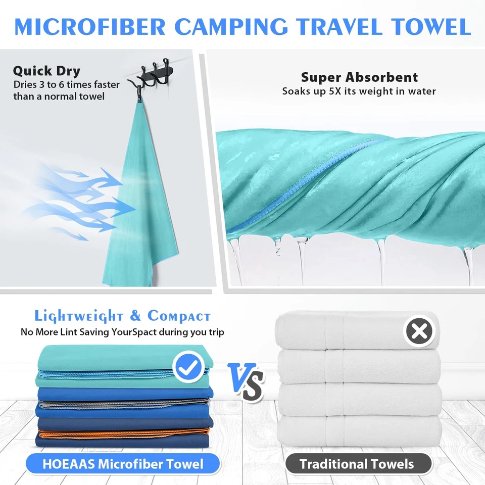 2 Pack Microfiber Travel Towel Quick Dry Camping Towel Gym Towels Super Absor... Foto 4 de 4