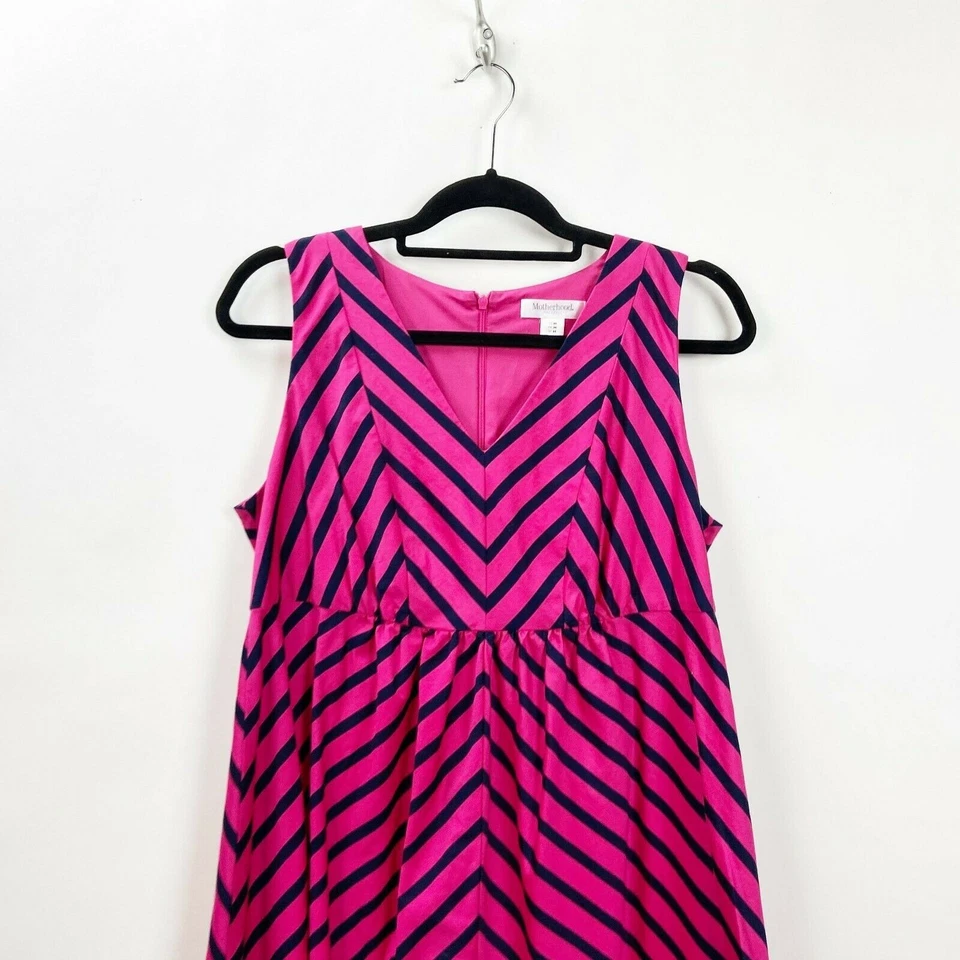 Motherhood Maternity Medium Womens Hot Pink Black Sleeveless A-line Dress - Image 2 of 4