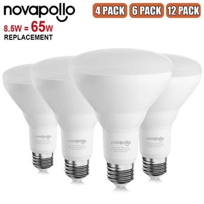NOVAPOLLO 4/6/12 PACK Dimmable LED Flood Lights BR30 Bulbs 2700K Soft White 65W Equivalent