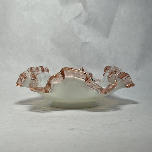 Vintage Fenton Translucent Milk Glass Rose Crest 6” Bon Bon Dish 1946-1948 - Picture 8 of 9