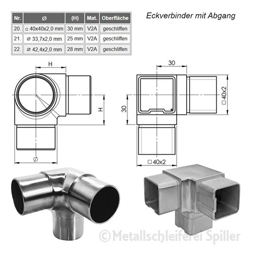 Edelstahl Rohrverbinder Bogen Fitting Verbinder Kappen Gelenkverbinder Geländer - Bild 5 von 26