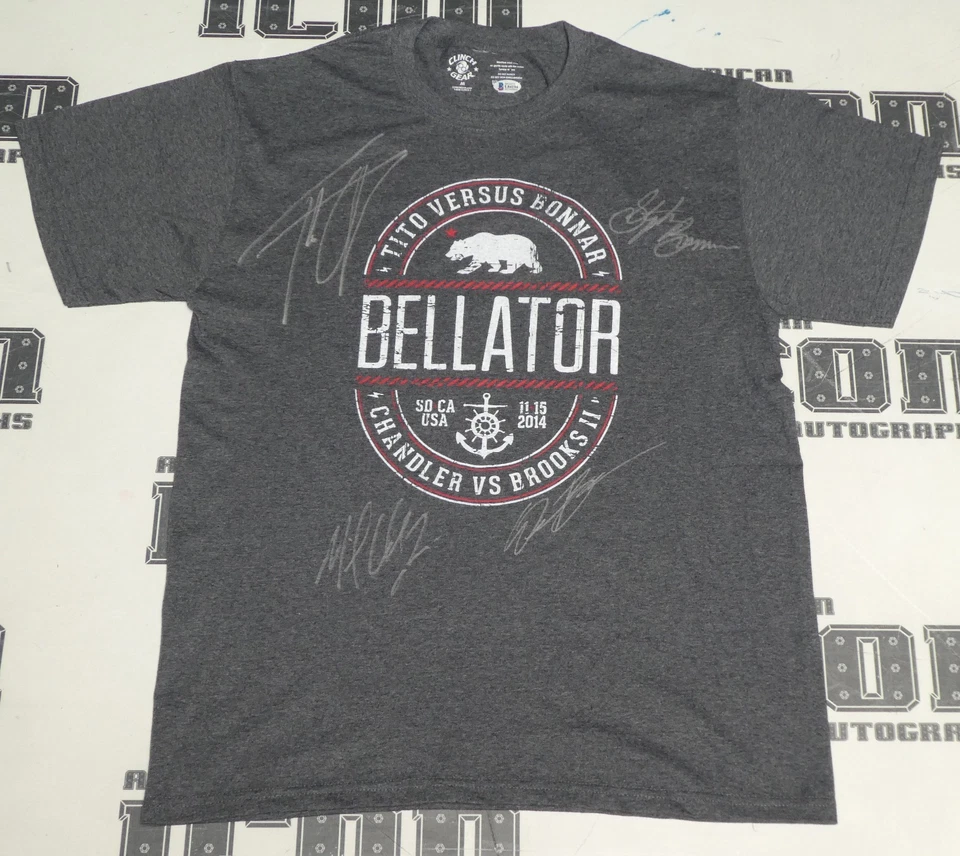 Camisa Bellator 131 firmada por Tito Ortiz Stephan Bonnar Michael Chandler +1 certificado de autenticidad BAS Foto 2 de 4