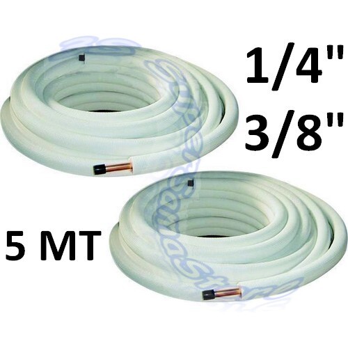 Tubi rame coppia 1/4'' e 3/8'' mt 5 isolato per climatizzatore - Imagen 1 de 1