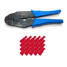 Pinza crimpatrice 50 x manicotti piatti 0,5 - 1,5 mm rosso 6,3 x 0,8 mm set p...