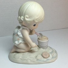 Precious Moments Figure 1993 HIS LITTLE TREASURE PM931 Enesco Girl Sand Shell