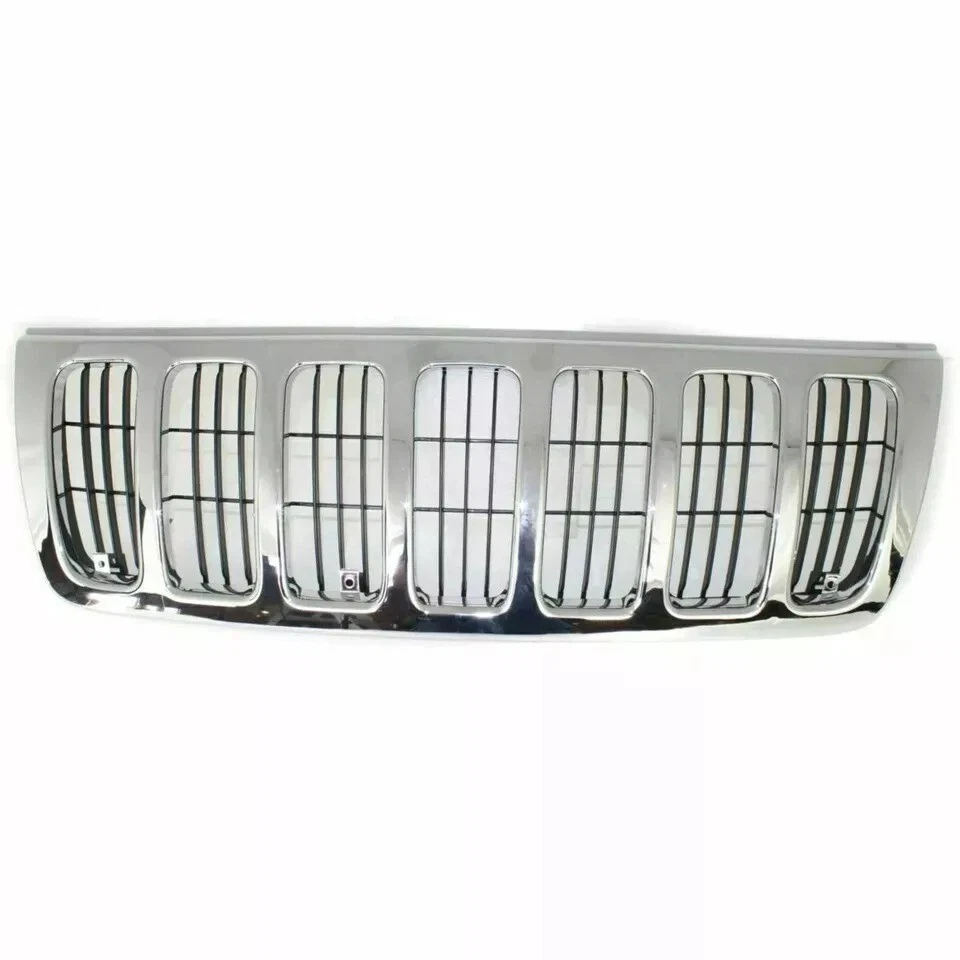 New Front Grill Grille Assembly Chrome Plastic For 1999-2003 Jeep Grand Cherokee Foto 2 de 4