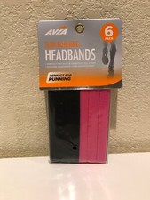 AVIA HeadBands Pack of 6 Black And Pink Fitness Slim Running Factory Sealed