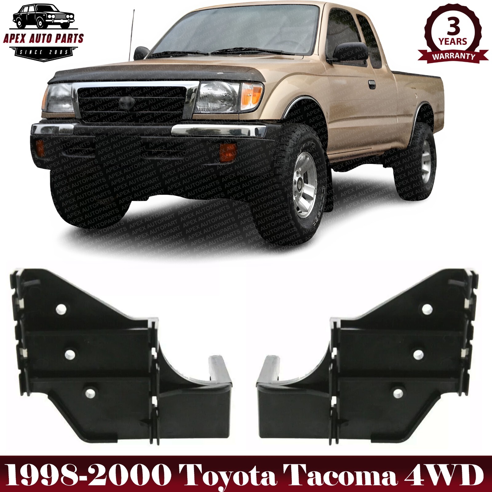 Set of 2 Front Bumper Brackets Kit Side Support For 1998-2000 Toyota Tacoma 4WD