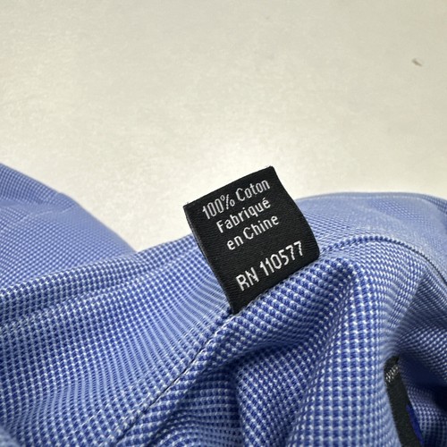 David Donahue Blue mens Button Front Dress Shirt 15.5x34/35 Trim Shirt Mens - Picture 9 of 14