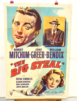 ORG MOVIE POSTER THE BIG STEAL 1sh 1949 great art of Robert Mitchum, &Jane Greer