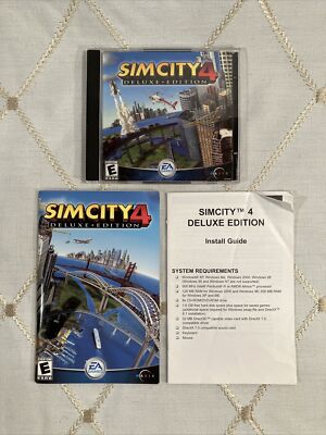 Sim City 4 Deluxe Edition PC Game 2003 2-Disc Set With Manuals No CD Key