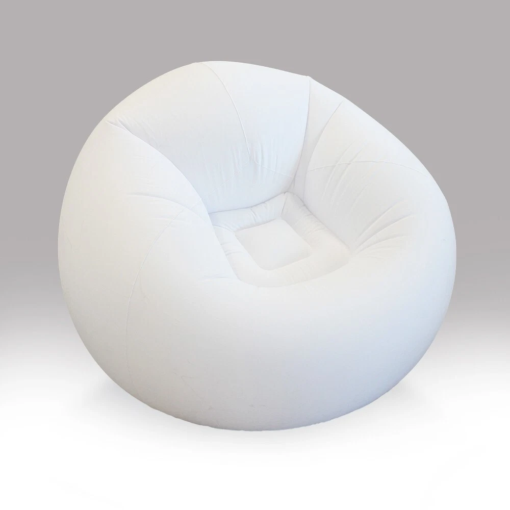 Inflatable Beanless Bean Bag Chair Lounge Sofa, 45x45x28"- White