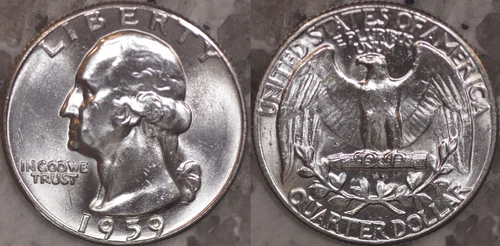 1959 P Washington Quarter 25C CHOICE BU LUSTER! 90% Silver 59P518