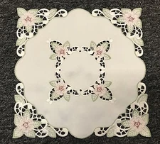 12 Pcs Square Embroidered Lace Doily Doilies Placemat Wedding Party Event Decor